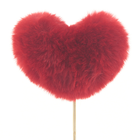Heart Teddy 8.5cm on 50cm stick red