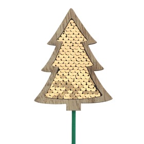Xmas Tree Sequin 3x4in on 20in stick gold