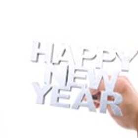 Happy New Year 12x6cm on 50cm stick FSC* silver