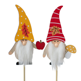 Autumn Gnomes Gemmy & Gigget 11.6x7.2cm on 50cm stick