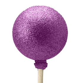 Christmas Ball Glitter 6cm on 50cm stick purple
