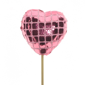 Heart Vanessa 6.5cm on 50cm stick pink