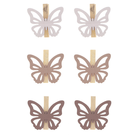 Vlinder Amber 5cm op clip FSC* naturel/wit assorti 2x3