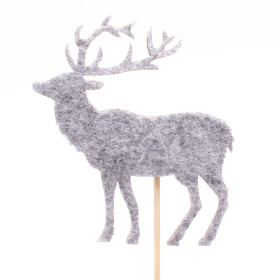 Felt Reindeer 8cm op 10cm stick gray