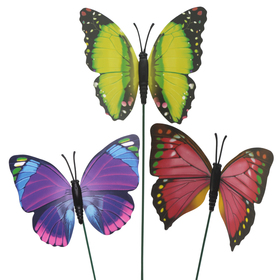 Butterfly Spring on 20in stick assorted pink/purple/yellow