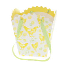 Carrybag Roosters & Chicks 17/17x12/12x20cm FSC* yellow