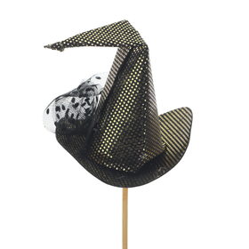 Witch hat Duvessa 13cm on 50cm stick black/gold