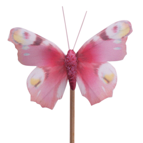 Butterfly Auralia 8cm on 50cm stick pink