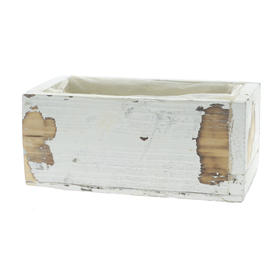 wooden pot rectangular FSC*  22x12x11cm old white