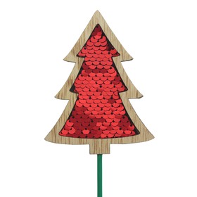 Xmas Tree Sequin 3x4in on 20in stick red