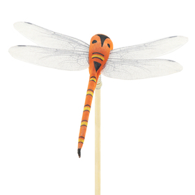 Dragonfly Lizzy 3.34in on 20in stick orange