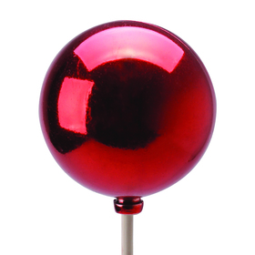 Xmas Ball Shiny 2.5in on 20in stick red