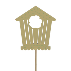 Vogelhuis Bloomy 7,5cm op 50cm stok FSC* geel