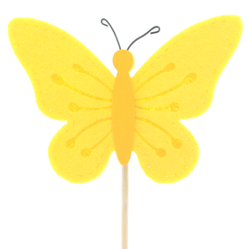 Schmetterling Eloise 9cm auf 50cm Stick FSC* gelb
