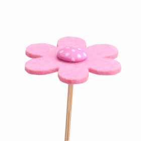 Blume Filz 5cm auf 15cm Stick rosa