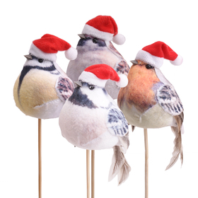 Vogel Nicolas 7,5x5,5cm op 50cm stok assorti x4