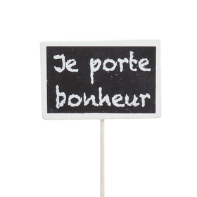 Je porte Bonheur 5x3cm auf 15cm Stick FSC* weiß