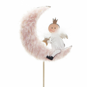 Moon Angel Gabriël 9cm on 50cm stick FSC* pink/white