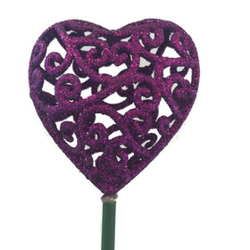 Heart Scroll 7cm on 50cm stick lilac