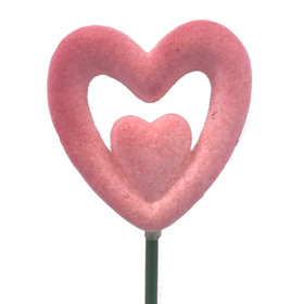 Love 'N' Heart 7cm on 50cm stick pink