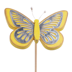 Butterfly Tess 9cm on 50cm stick yellow