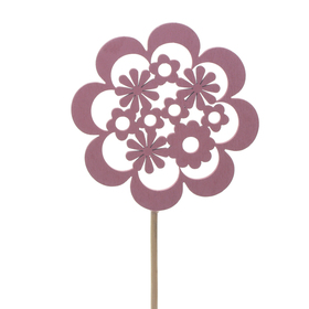 Floral Flower 3in on 20in stick pink