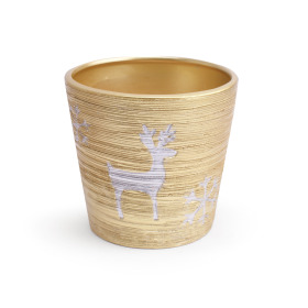 Ceramic Pot Caribou 6in gold