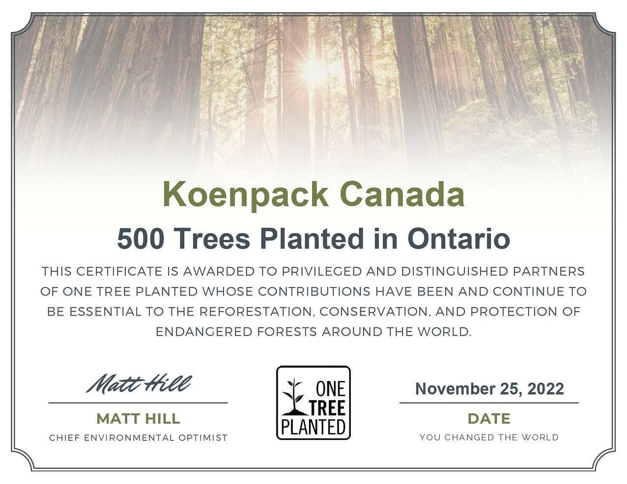 500 Trees Planted in Ontario