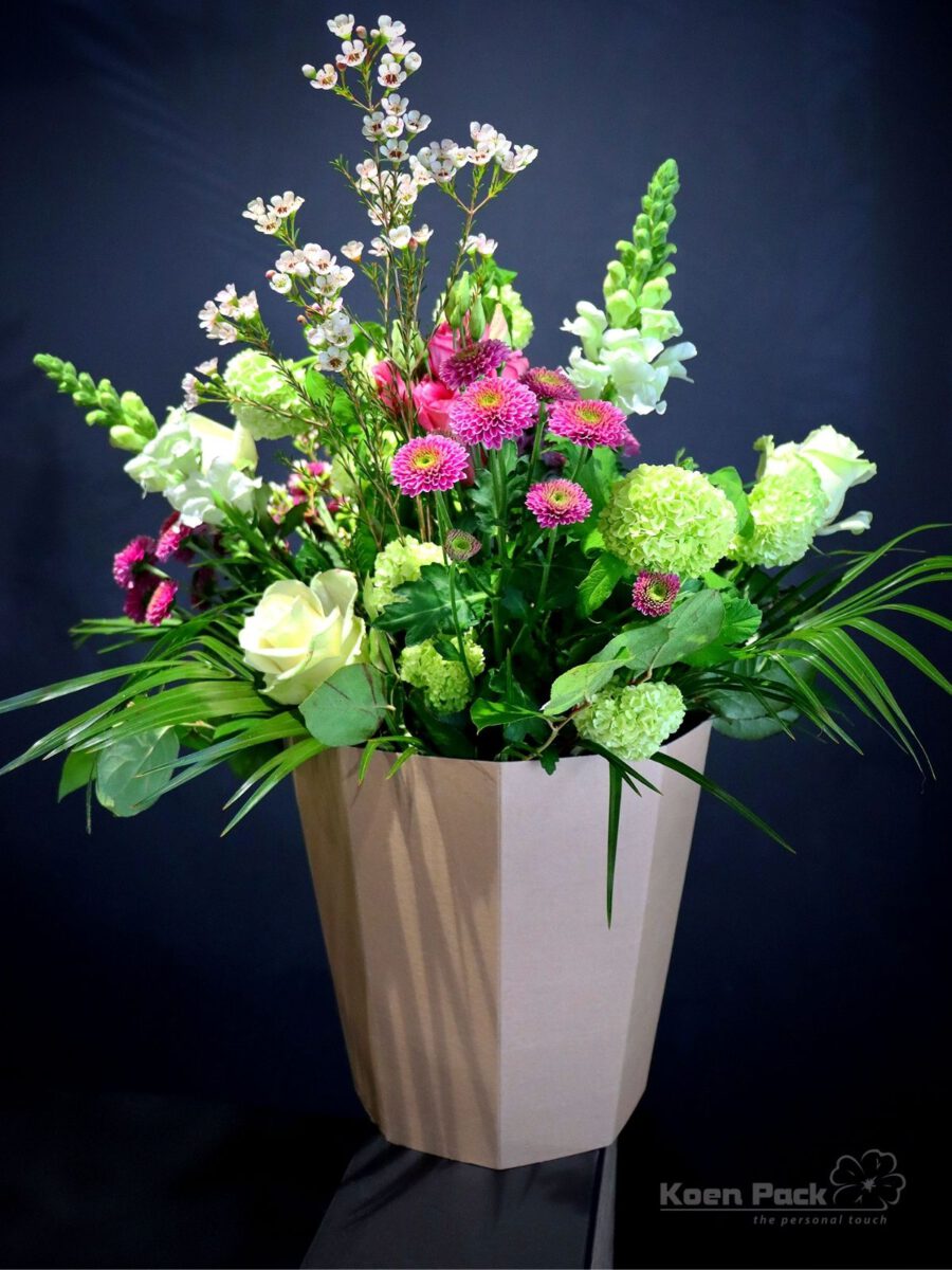 Carton Bucket with bouquet